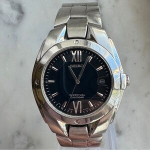 Seiko Perpetual Calendar Mens Watch 8F32 New Battery New Crystal